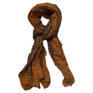 Brown Shawl Scarf w/ Horse Pattern